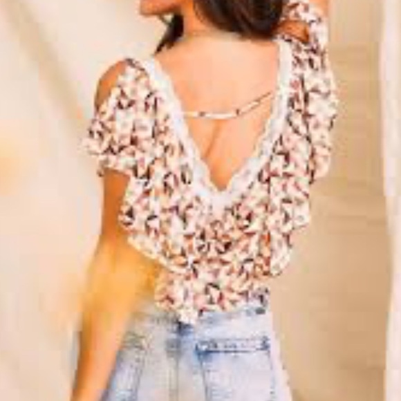 Gimmicks Buckle Lace Trim Smocked Ruffle Tank Top Blouse XS Summer - Picture 1 of 7